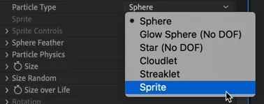 Выбор Particle Type в Trapcode Particular